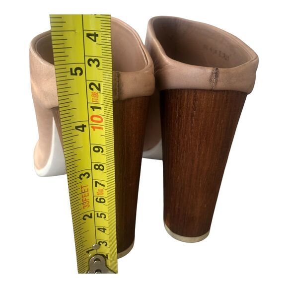 Vince Allison‎ Peep-Toe Italian Leather Mule Nude BeigeSandal Slides Size 9.5 - Picture 6 of 13